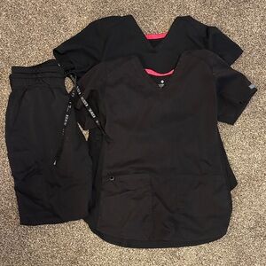Med Couture Black Scrub Set with Pink Accents